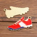 Red and white sports shoe alloy enamel DIY charm pendant for handmade jewelry accessories crafting - Sneaker Design / 17x32mm / Red