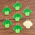Broccoli enamel charm alloy KC gold drop oil green pendant DIY jewelry accessory variant - No. 5 Broccoli / 16x16mm