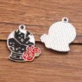 Pendentif breloque bijoux DIY en alliage émaillé avec motif craquelé et rose rouge pour artisanat. - Style 5 (25F3/4) / 1 Pièce (21x24mm) / K Blanc/Argent