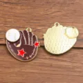 DIY baseball glove charm metal enamel pendant for jewelry making bracelets necklaces crafts - Glove Shape / 24x26mm / Brown
