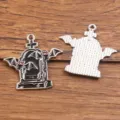 Halloween Chauve-Souris Pierre tombale Alliage Émail DIY Gothique Bijou Accessoire - Style 7 (25F3/4) / 1 Pièce (28x28mm) / K Blanc/Argent