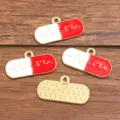 Pendentifs capsule en alliage DIY série médicale cœur émaillé accessoires de bijoux ECG - Capsule No. 2 (2) / 1 Pièce (12x23mm) / Rouge