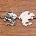 DIY Alliage Pendentif Dragon Volant Émail Noir Et Blanc Breloques Accessoires Bijoux - Style 8 (25F3/4) / Set de 1 (26x28mm) / K Blanc/Argent