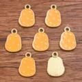 DIY alloy enamel vegetable shape charms pendants in KC gold for jewelry making crafts. - No. 10 Potato / 10x15mm