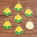Corn alloy enamel charm pendants with KC gold plating, DIY vegetable jewelry accessories for crafting. - No. 11 Corn / 12x15mm