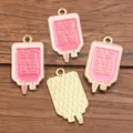 Pendentifs sac de perfusion émail en alliage DIY pour fabrication de bijoux accessoires - Poche de Perfusion No. 4 (4) / 1 Pièce/Paquet (15x28mm) / Rose