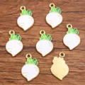 DIY alloy enamel radish charms set, KC gold plated cute vegetable pendants for jewelry making. - No. 13 Radish / 11x18mm