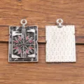 Pendentif charme en alliage DIY, émail étoile boussole accessoire bijoux métal rectangulaire. - Style 12 (25F3/4) / 1 Pièce (19x31mm) / K Blanc/Argent