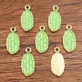 DIY Alloy Enamel Bitter Melon Pendants KC Gold Plated Vegetable Charms Jewelry Accessories - No. 14 Bitter Gourd / 8x18mm