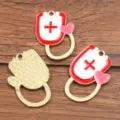 DIY alliage série médicale pendentif sac de sang, émail croix rouge accessoire bijoux. - Poche de Sang No. 6 (6) / 1 Pièce (21x31mm) / Rouge