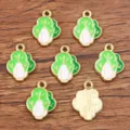 DIY alloy jewelry charms, KC gold plated enamel cabbage vegetable pendants for crafting. - No. 16 Chinese Cabbage / 11x16mm