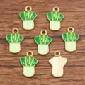 DIY enamel alloy Chinese cabbage charms pendant KC gold plated vegetable jewelry making 100c - No. 17 Scallion / 10x15mm