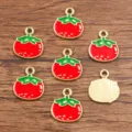 Tomato Enamel DIY Charm KC Gold Plated Red Vegetable Pendant Jewelry Accessories - No. 18 Tomato / 12x13mm