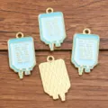 DIY alliage poche de perfusion médicale breloques émaillées bijoux accessoires artisanat - Poche de Perfusion No. 4 (4) / 1 Pièce/Paquet (15x28mm) / Bleu