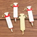 DIY seringue email pendentifs alliage medical bijoux breloques artisanat accessoires lot - Seringue N° 9 (9) / 1 Pièce (13X34mm) / Rouge