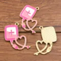 Pendentif bijoux alliage DIY serie medicale poche de sang stethoscope accessoires. - Pendentif Cœur et Poche de Sang N° 10 (10) / Paquet de 1 Pièce (23x30mm) / Rose