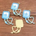 DIY alliage sac de perfusion médicale stéthoscope pendentifs accessoires de fabrication de bijoux - Pendentif Cœur et Poche de Sang N° 10 (10) / Paquet de 1 Pièce (23x30mm) / Bleu