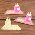 Série médicale breloques en alliage émaillé DIY flacon de pilules accessoires de bijoux - Pendentif Flacon de Médicament et Plateau à Pilules N° 11 (11) / 1 Pièce (24x35mm) / Rose