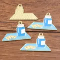 DIY émail médical thème alliage pendentifs breloques ensemble pour fabrication de bijoux - Pendentif Flacon de Médicament et Plateau à Pilules N° 11 (11) / 1 Pièce (24x35mm) / Bleu
