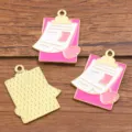 Pendentifs breloques émaillées en métal de presse-papiers médicaux pour fabrication de bijoux artisanaux - Style Presse-papiers (13) / 1 Pièce (22x27mm) / Rose