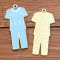 Pendentif infirmière en émail pour la création de bijoux DIY, accessoire en alliage de métal médical. - Tenue d'infirmière no 16 (16) / 1 Pièce (22x45mm) / Bleu