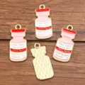 Pendentif en alliage émaillé bouteille médicale accessoires de bijoux DIY collier bracelet. - Flacon de Médicament No. 18 (18) / 1 Pièce (11x26mm) / Rose