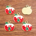 Christmas tree enamel charms set, KC gold alloy pendants for DIY jewelry making and crafts. - Style 14 / 1 Piece (17x17mm)