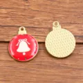 Christmas bell alloy pendant KC gold enamel round charm DIY jewelry accessory variant item - Red Bell Style (19)