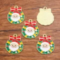 Christmas Santa Claus enamel metal charm pendants DIY jewelry making accessories gold tone set - Style 15 / 1 Piece (21x24mm)