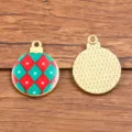 DIY Christmas tree ornament alloy charm pendant with red green enamel grid pattern design. - Red and Green Argyle Style (13)