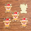 Christmas deer metal charms DIY alloy red white hat pendant jewelry making accessories - Style 17 / 1 Piece/Pack (17X25mm)