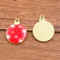 Christmas snowflake round pendant charm DIY alloy KC gold drip oil jewelry making 1pc - Snowflake Style (15)