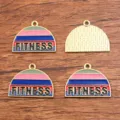 DIY legering geëmailleerde halve cirkel fitness bedels hangers sieraden accessoires. - Nr. 7 - Slogan Tag / 1 Stuk (20x25mm) / Blauw