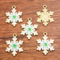 DIY alloy snowflake charms for jewelry making, gold plated Christmas enamel pendants set. - Style 18 / 1 Piece (21x24mm)