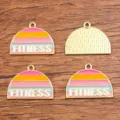 DIY legering fitness halve cirkel geemailleerd bedeltje KC verguld sieraden hanger access. - Nr. 7 - Slogan Tag / 1 Stuk (20x25mm) / Roze