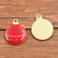 Christmas theme round alloy enamel pendant charm, DIY jewelry making accessory for crafts. - Christmas Tree Snowflake Style (16)