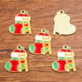 Christmas stocking charms enameled alloy pendants KC gold DIY jewelry making craft supplies - Style 19 / 1 Piece/Pack (17x21mm)