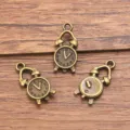 Antike Bronze Wecker Anhanger Legierung DIY Schmuck Accessoires Steampunk Handy Anhanger - Nr. 15 Wecker Stil / 1 Stück (9x18mm) / Antike Bronze