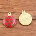 Christmas tree pendant alloy DIY jewelry accessories charm gold tone front and back 2pcs - Green Christmas Tree Style (20)