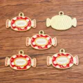 DIY Alloy Candy Enamel Pendants KC Gold Plated Jewelry Charms Findings Making Accessories - Style 20 (With HAPPY Print) / 1 Piece/Pack (15x23mm)