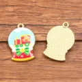 Christmas snow globe metal enamel pendant DIY jewelry charm accessories for craft making - Snowball Snowflake Style (21)