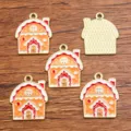 Christmas Gingerbread House Enamel Charms KC Gold Alloy DIY Jewelry Making Accessories - Style 22 / 1 Piece (19x22mm)