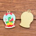 Christmas alloy drop oil pendant DIY jewelry accessories bell snow globe charm craft - Snowflake Bell Style (23)