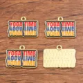 DIY legering sieraden emaille hanger KC goud Yoga Time rechthoekig voor handwerk knutselen - Nr. 10 - Yoga Slogan / 1 Stuk (17x24mm) / Blauw