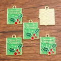 Christmas enamel alloy charms, KC gold plated Xmas pendants for DIY jewelry making accessories. - Style 24 (With Xmas Print) / 1 Piece/Pack (18x23mm)