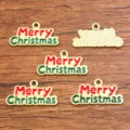 Christmas metal charm pendants, KC gold alloy DIY jewelry making accessories supplies. - Style 25 (With Merry Christmas Print) / 1 Piece/Pack (13x25mm)