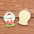 Christmas Snowman Enamel Alloy Pendant KC Gold Plated Charm DIY Jewelry Accessories Craft - Christmas Snowman Red Background Style (25)