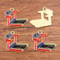 Gelegeloopband geëmailleerde DIY bedel hanger sieraden maken, vergulde sportstijl accessoires. - Nr. 11 - Loopband / 1 Stuks/Verpakking (25x30mm) / Blauw