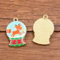 Christmas snow globe deer alloy enamel charm pendant for DIY jewelry making supplies - Christmas Deer Style (26)
