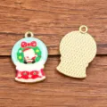 Christmas snow globe enamel alloy charms DIY jewelry pendant craft making accessories 2pcs - Santa Claus Wreath Style (27号)